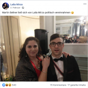 Martin Sellner mit der Islamhasserin Laila Mirzo (Mädelschaft "Iduna zu Linz") auf dem Burschenbundball 2019 Martin Sellner mit der Islamhasserin Laila Mirzo (Mädelschaft "Iduna zu Linz") auf dem Burschenbundball 2019
