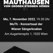 Einladung Joe Zawinuls "Mauthausen ... vom großen Sterben hören" am 7. November 2022 Einladung Joe Zawinuls "Mauthausen ... vom großen Sterben hören" am 7. November 2022