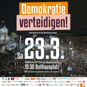 Demokratie verteidigen! 23.03. in Wien Demokratie verteidigen! 23.03. in Wien - Shareable mit Logos der Organisationen